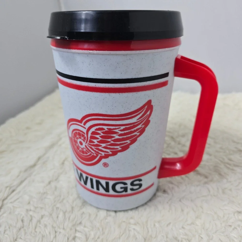 Vintage‎ Aladdin Detroit Red Wings Travel Mug NHL White Red Insulated Tumbler